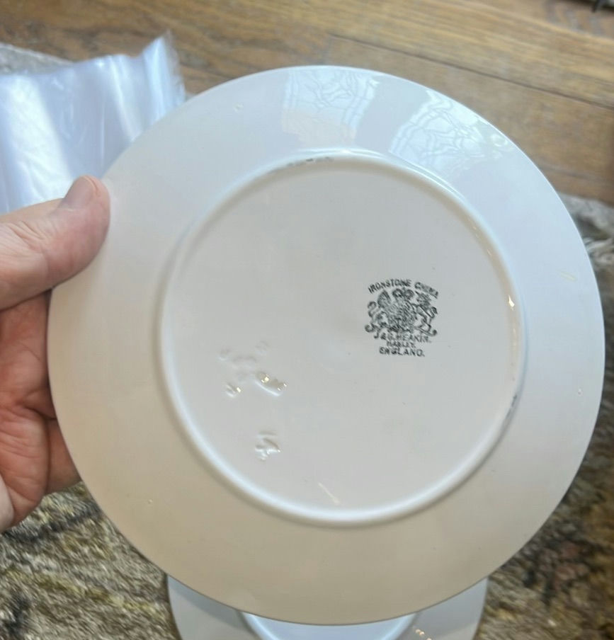Two Antique White Iron Stone Salad Plates - image 6 of 6