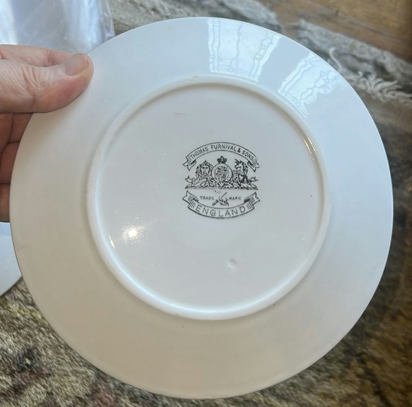 Two Antique White Iron Stone Salad Plates - image 5 of 6