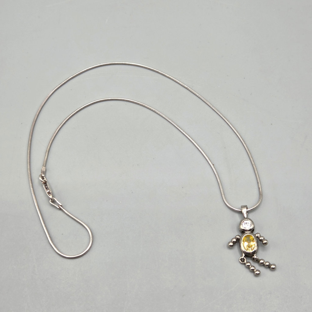 Sterling Silver Robot Pendant on Silver Chain - image 1 of 5
