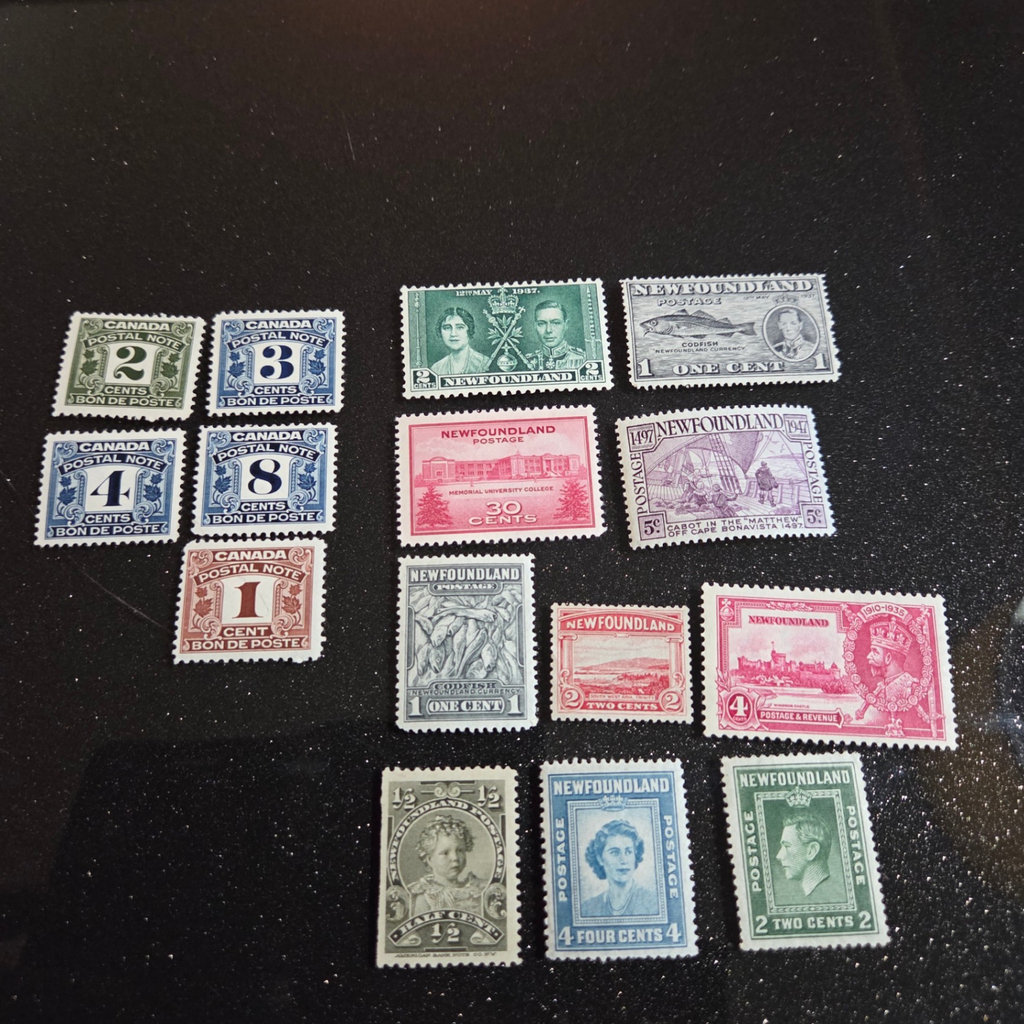 Canadian Newfoundland + Postal Note Stamps - image 1 of 3