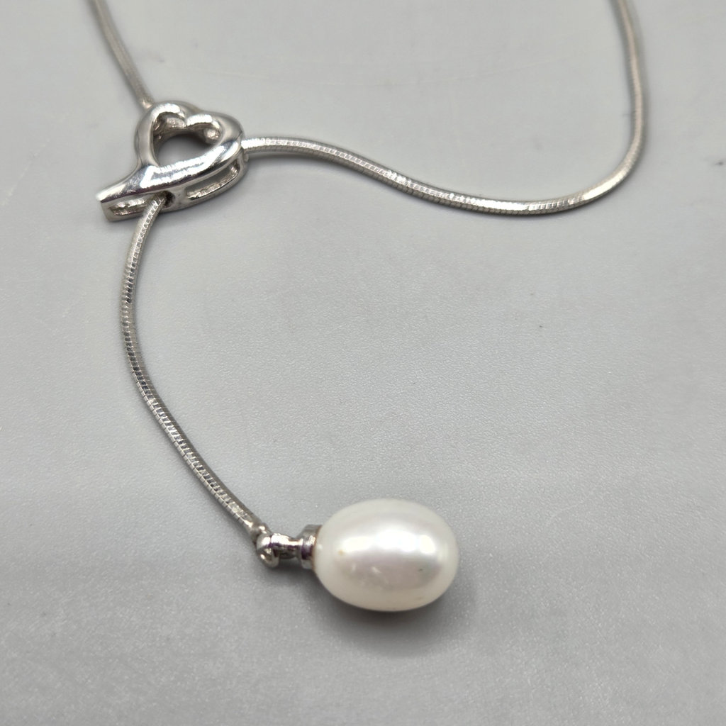 Real Pearl on Sterling Silver Chain - image 3 of 5