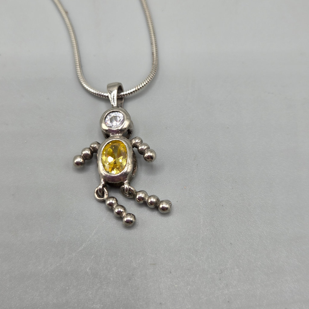 Sterling Silver Robot Pendant on Silver Chain - image 2 of 5