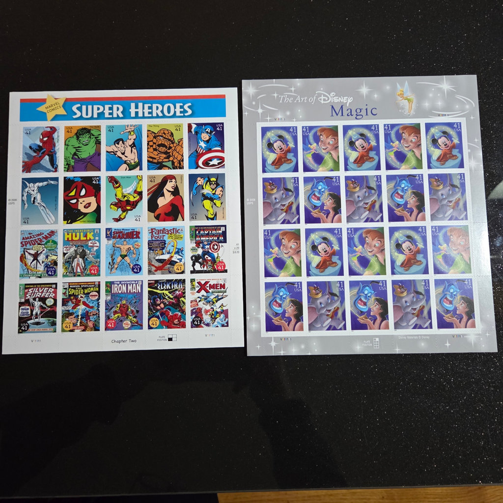 USA Superhero and Disney Stamp Sheets - image 1 of 3
