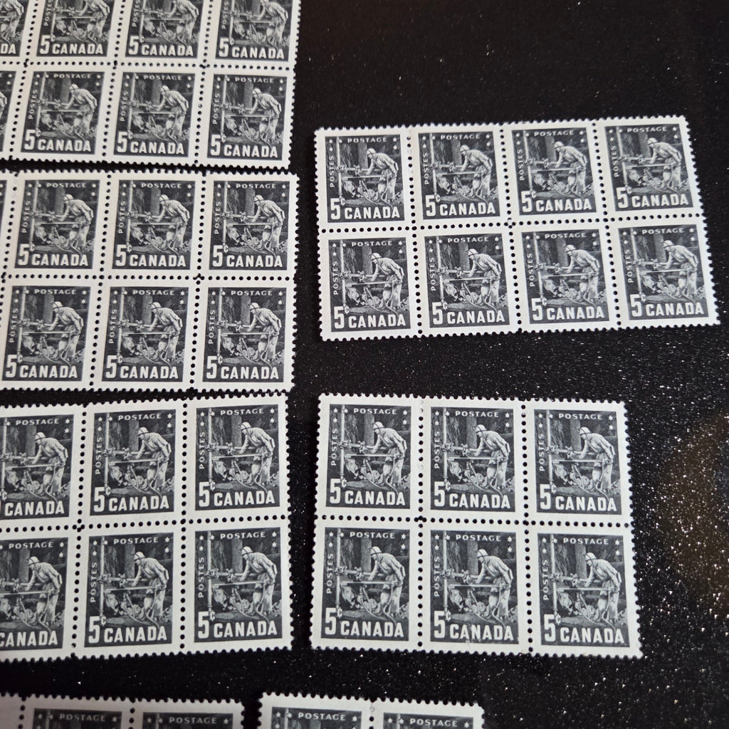 1957 Canada 5 Cent Miner Stamp Blocks - image 3 of 3