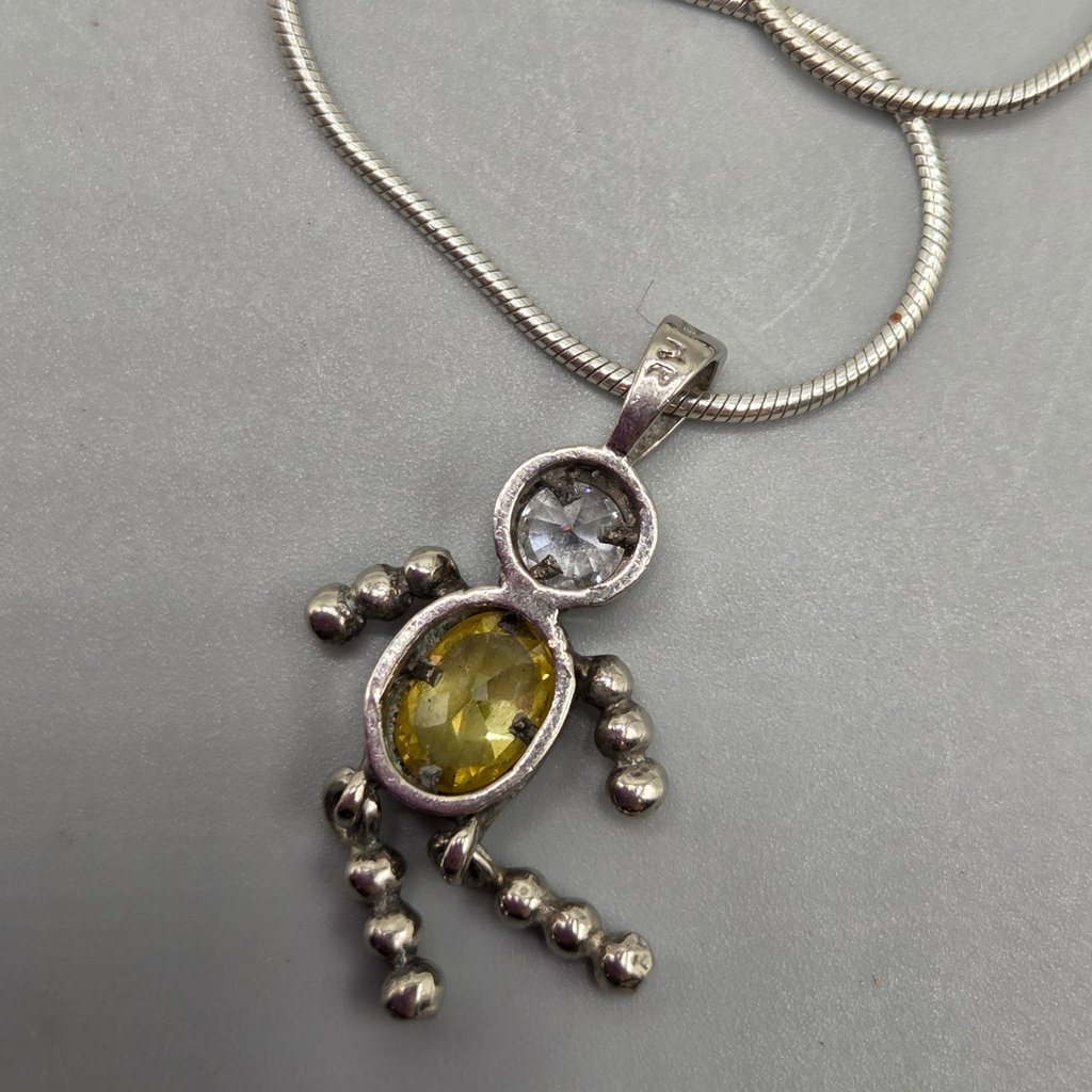 Sterling Silver Robot Pendant on Silver Chain - image 4 of 5