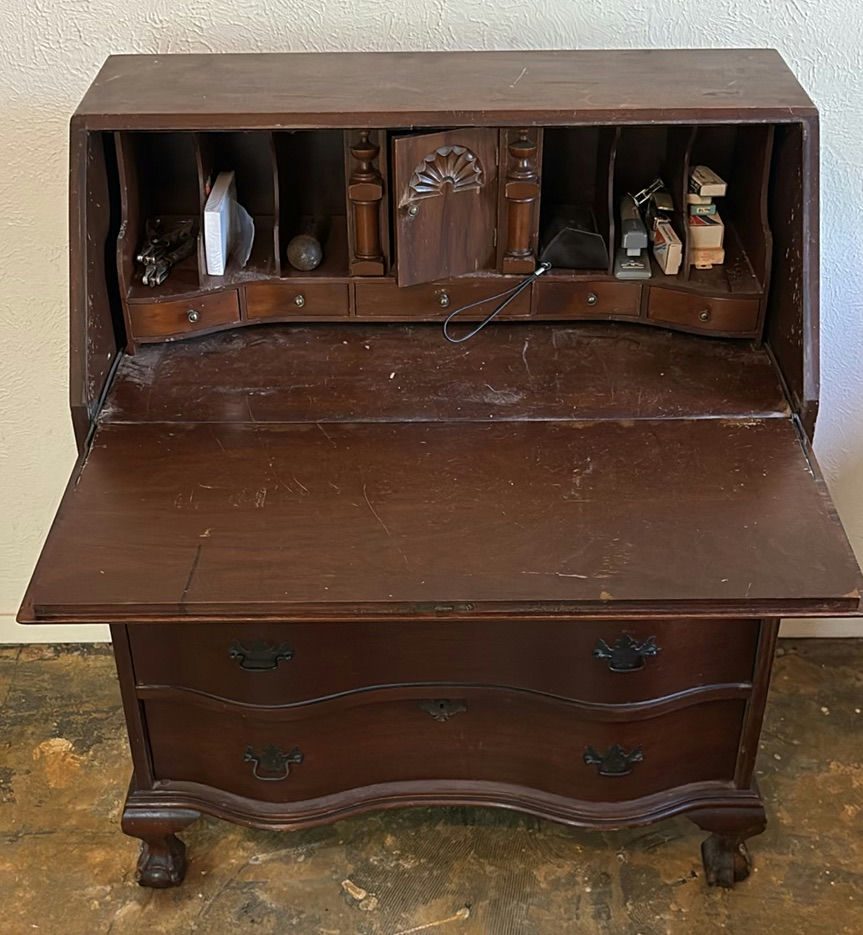 Vintage secretary desk with fold-down writing surface - image 2 of 5