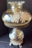 Pair of ornate etched glass lamps - thumbnail 2 of 5