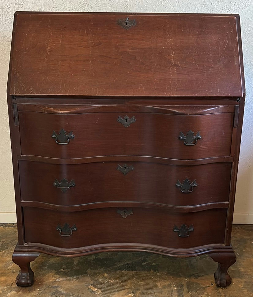 Vintage secretary desk with fold-down writing surface - image 1 of 5