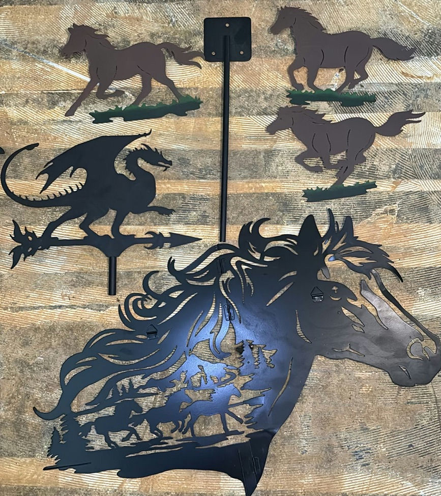 Metal wall art collection: horses, deer, dragon and cross motifs - image 7 of 8