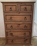 Rustic pine bedroom furniture set with dresser, nightstands, and bed frame - thumbnail 1 of 6