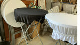 6 Folding Pub Top Tables, W/table Cloths - thumbnail 1 of 4