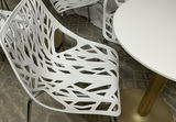 8 White Birds Nest Plastic Chairs, 2 Small Round Tables - thumbnail 4 of 5