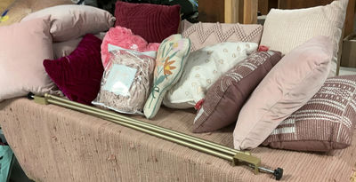 Pillows And Rug, And Valance In Shades Of Pink - Image 1 of 7