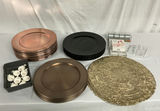 Copper and Black Charger Plates with Ornate Gold Placemats and Napkin Accessories - thumbnail 1 of 9