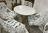 8 White Birds Nest Plastic Chairs, 2 Small Round Tables - thumbnail 5 of 5