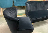 MCM Inspired, Black Velour Settee And Two Matching armless Chairs - thumbnail 2 of 8