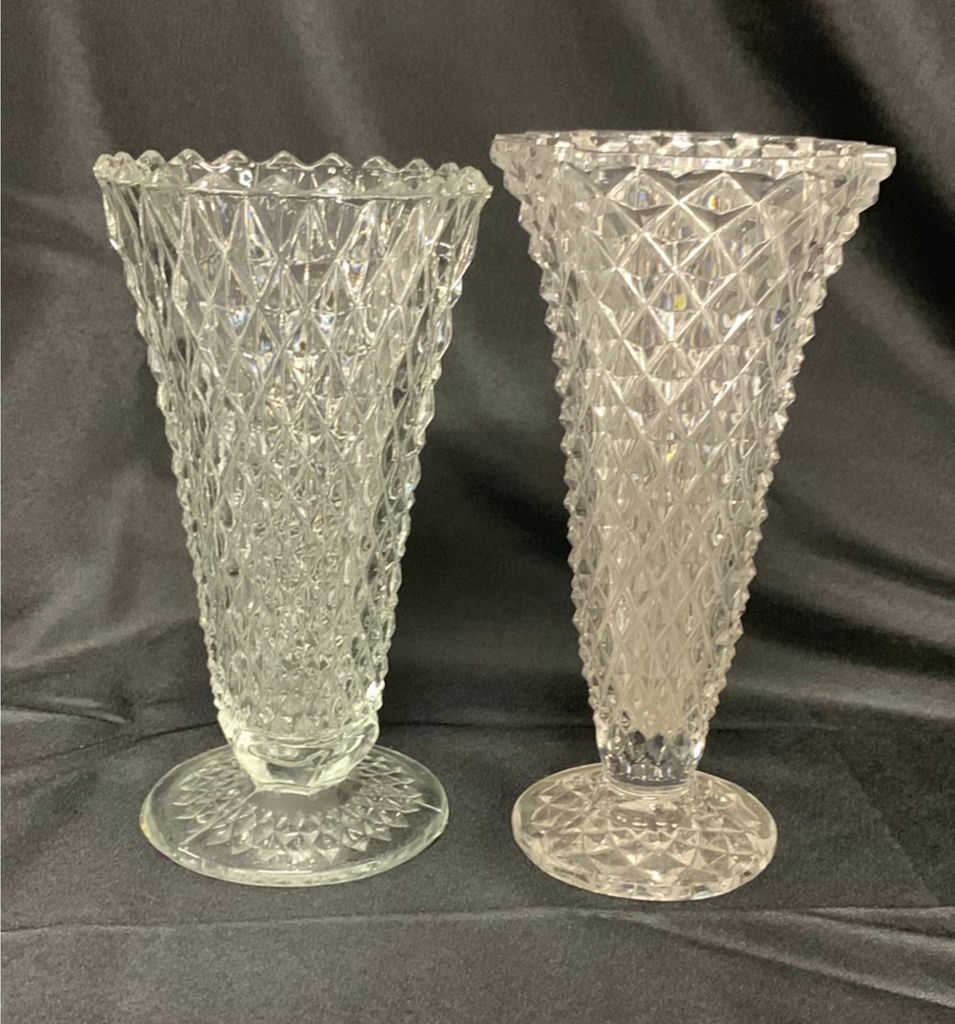 Cut Clear And Colored Glass Vases, cake plates, candle holders, etc. - image 8 of 9