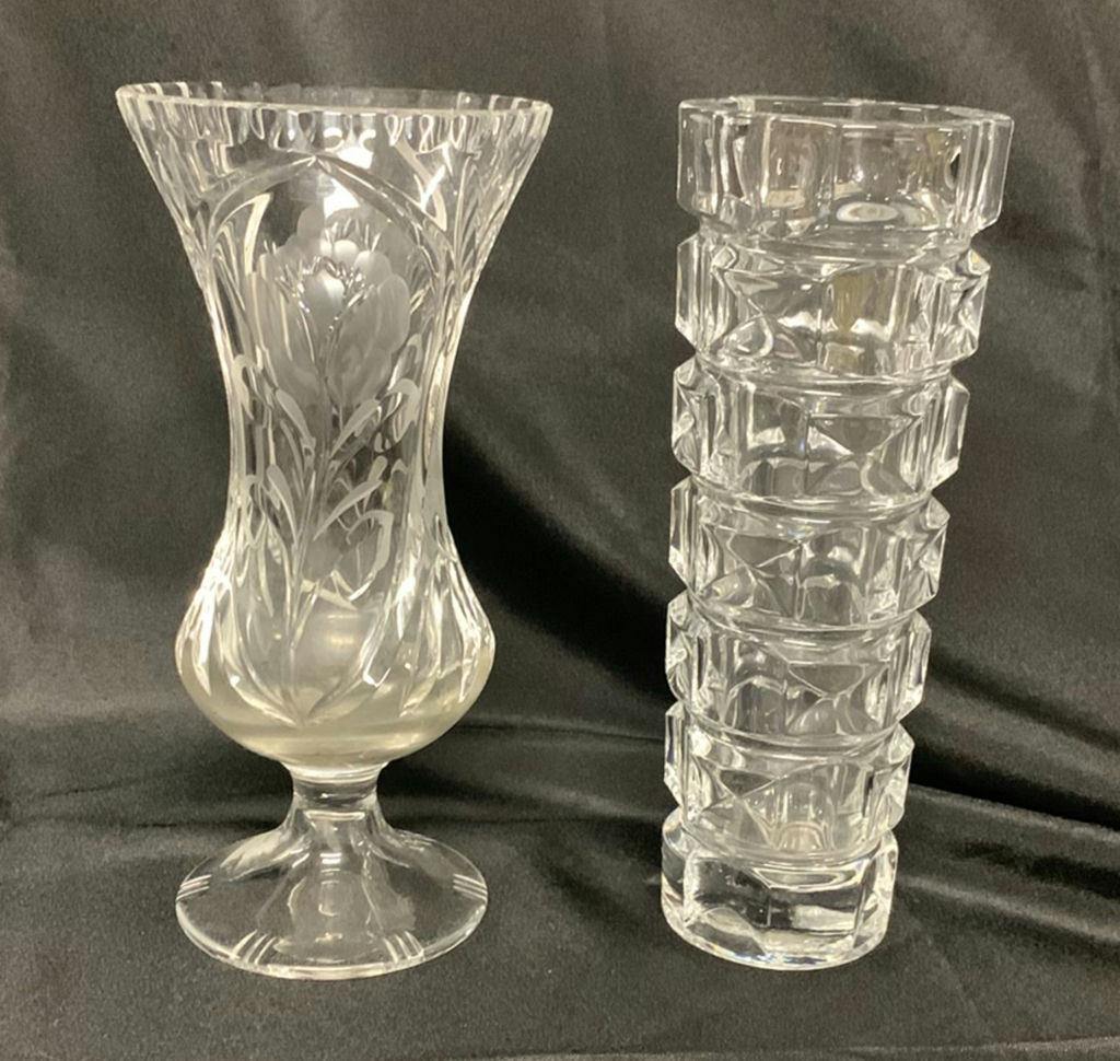 Cut Clear And Colored Glass Vases, cake plates, candle holders, etc. - image 7 of 9