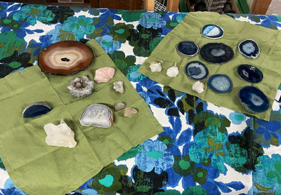 Geodes, Crystals And A Colorful Tablecloth - Image 1 of 5
