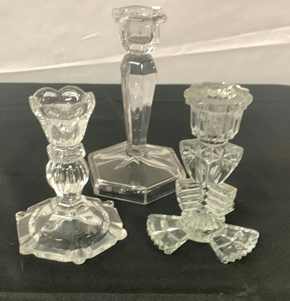 Clear Glass Taper Candle Holders And Candles - image 5 of 7