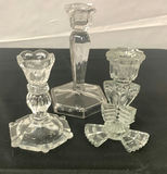 Clear Glass Taper Candle Holders And Candles - thumbnail 5 of 7