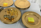 Gold-toned charger plates and assorted metal tableware - thumbnail 4 of 9