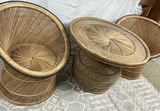 Vintage Boho Rattan Table And 2 Chairs - thumbnail 1 of 7
