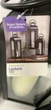 Black metal lanterns, wire baskets, and wooden tray stand - thumbnail 5 of 5