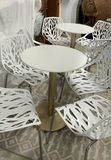 8 White Birds Nest Plastic Chairs, 2 Small Round Tables - thumbnail 1 of 5