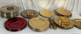 Gold-toned charger plates and assorted metal tableware - thumbnail 1 of 9