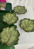 Leaf-themed home decor set with ceramic leaf plates, leaf placemats, moss, and plaid table runner - thumbnail 4 of 6