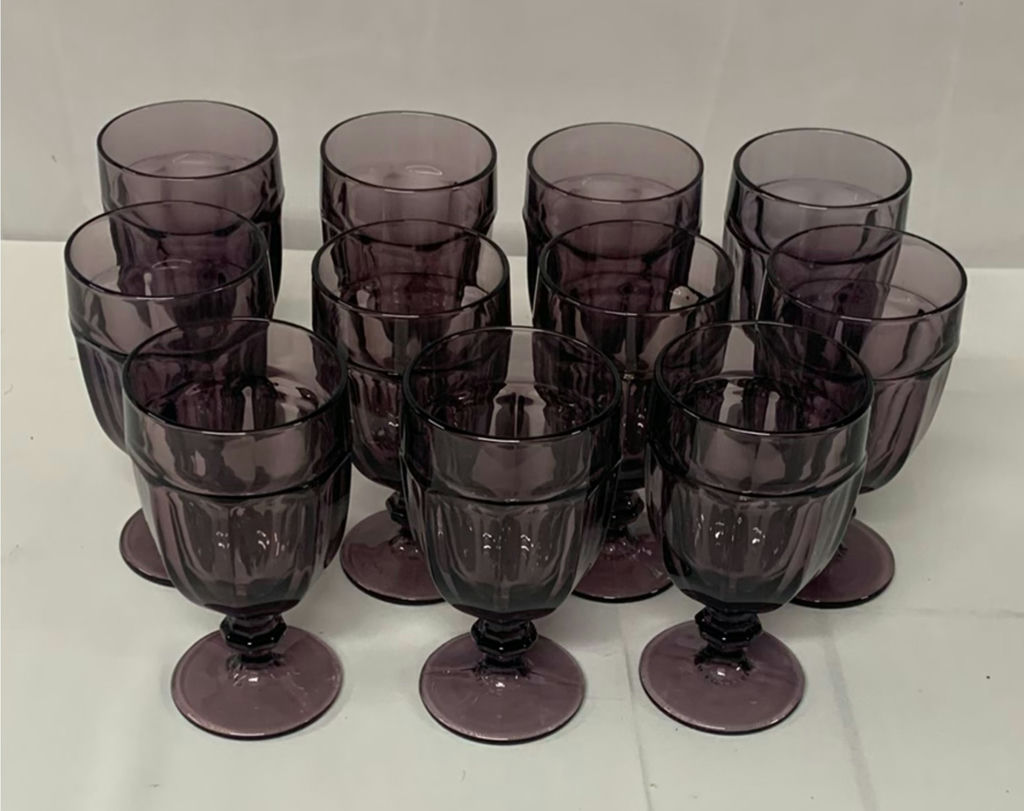 Set of 11 Purple Glass Stemmed Goblets - image 1 of 4