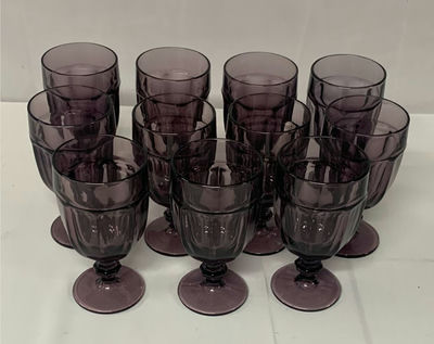 Set of 11 Purple Glass Stemmed Goblets - Image 1 of 4