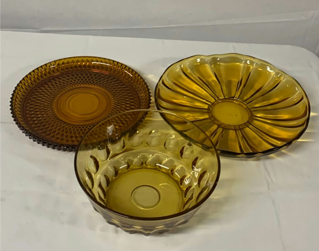 Cut Clear And Colored Glass Vases, cake plates, candle holders, etc. - image 9 of 9