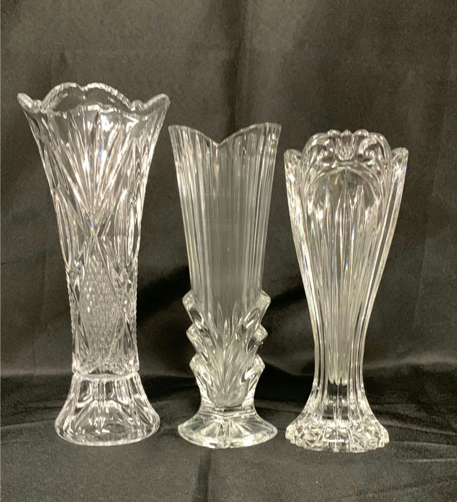 18 Clear Cut Glass Vases - image 2 of 7