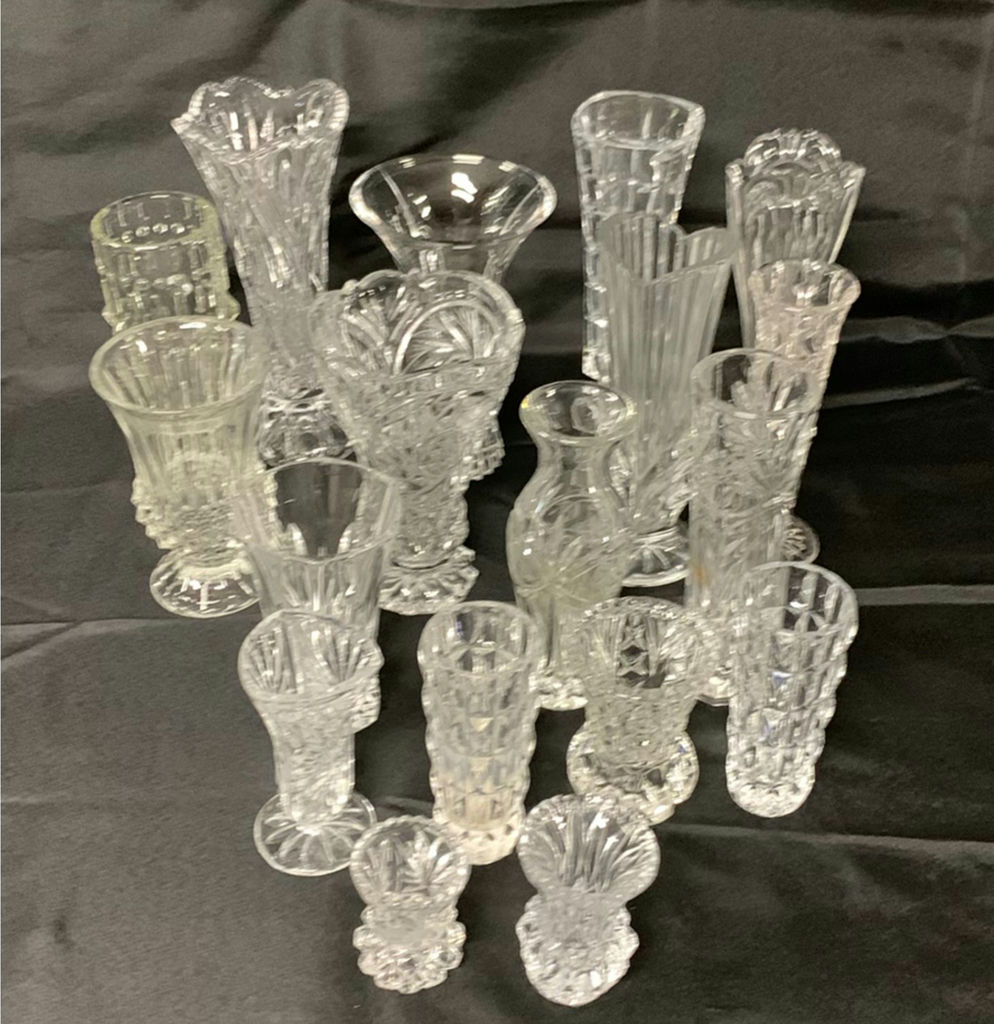 18 Clear Cut Glass Vases - image 1 of 7