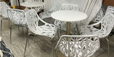 8 White Birds Nest Plastic Chairs, 2 Small Round Tables - thumbnail 2 of 5