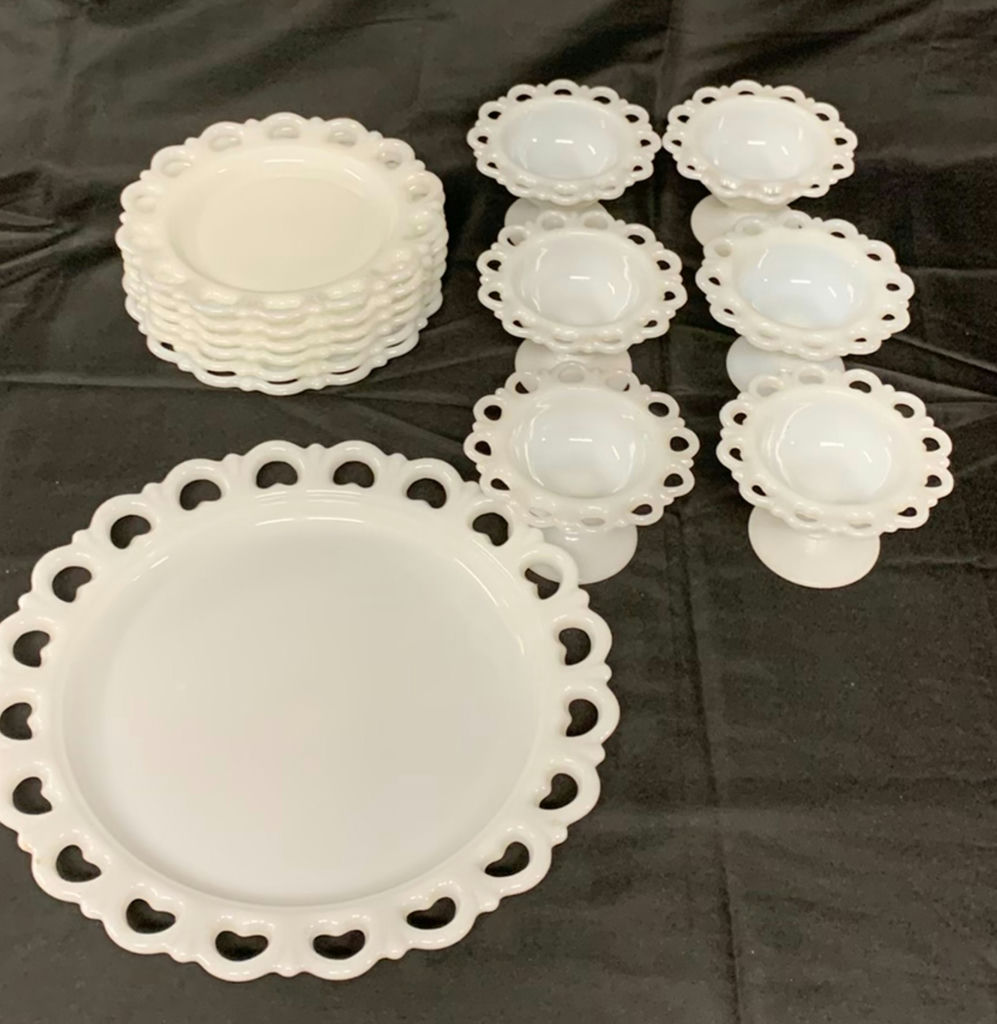 Milk Glass Cake And Ice Cream Set - image 1 of 4