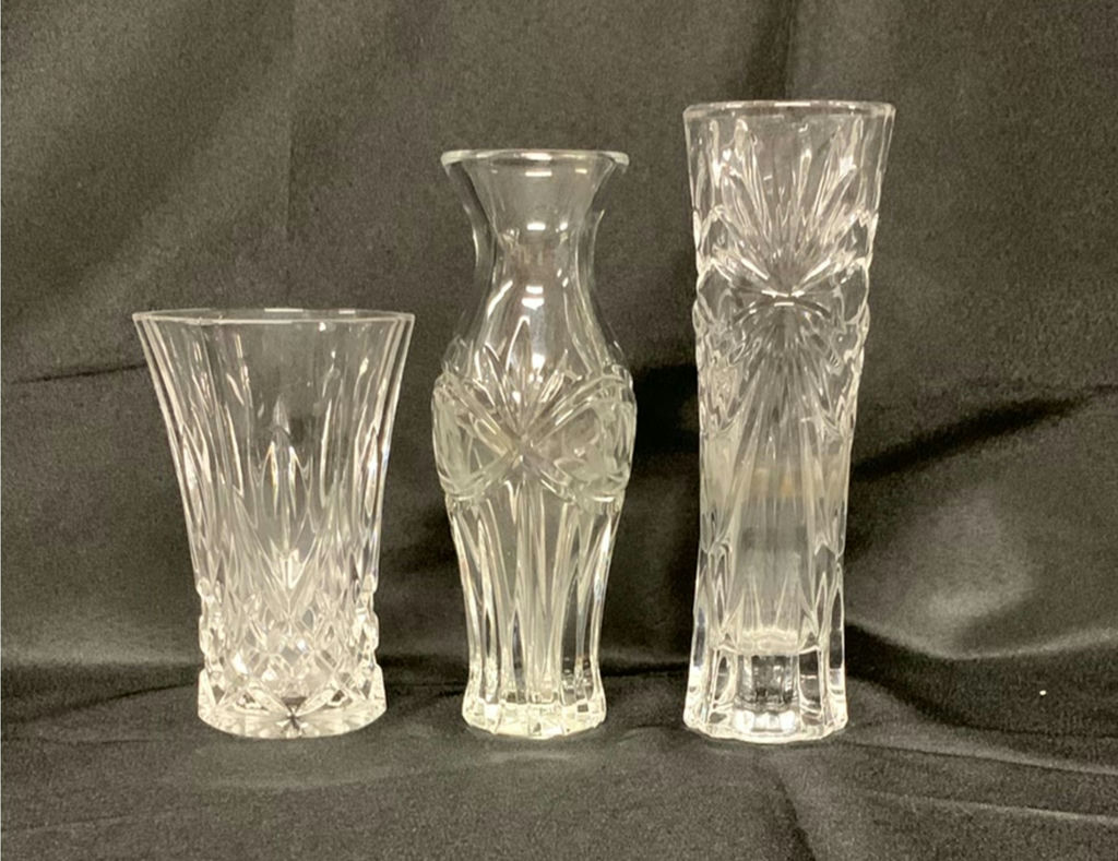 18 Clear Cut Glass Vases - image 5 of 7