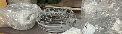 4 Metal IKEA Round Ottomans, NEW - Image 1 of 12