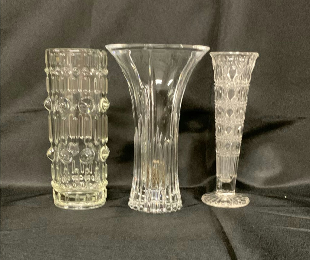 18 Clear Cut Glass Vases - image 4 of 7