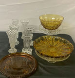 Cut Clear And Colored Glass Vases, cake plates, candle holders, etc. - thumbnail 1 of 9