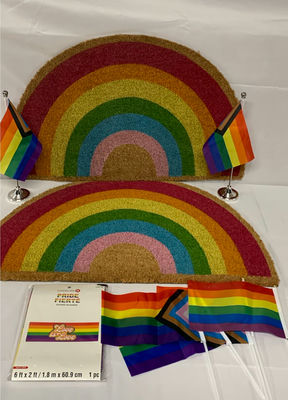 Pride Banner, Rainbow Doormats, and Assorted Pride Flags - Image 1 of 5