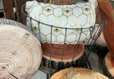 6 Round cushions that look like center cut wood, Golden Bugs, Small Rugs - thumbnail 4 of 10