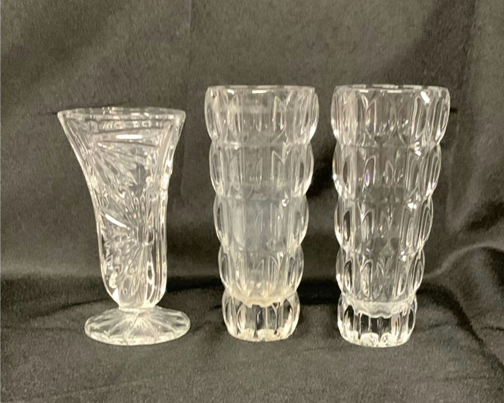 18 Clear Cut Glass Vases - image 6 of 7