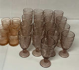 Vintage Pink Tinted Glass Goblets and Tumblers Set - thumbnail 1 of 8