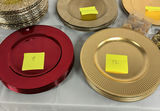Gold-toned charger plates and assorted metal tableware - thumbnail 3 of 9