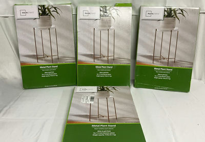Metal Plant Stands (White & Gold Finish) - Image 1 of 3