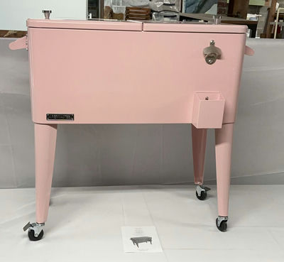 80 Quart Pink Cooler On Wheels Never Used - Image 1 of 7