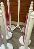 White Plastic Stanchions, Pink Velvet Ropes, White Wood Hat rack - thumbnail 3 of 4